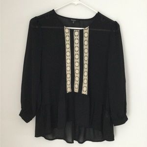 Monteau sheer black blouse, size M